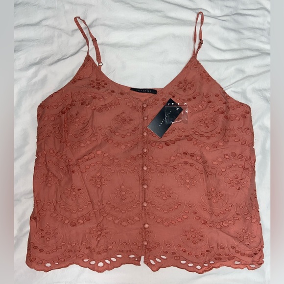 Women's Summer Top - Salmon Pink - Embroidered - Tank - Suzy Shier - 100% Cotton - Picture 2 of 7
